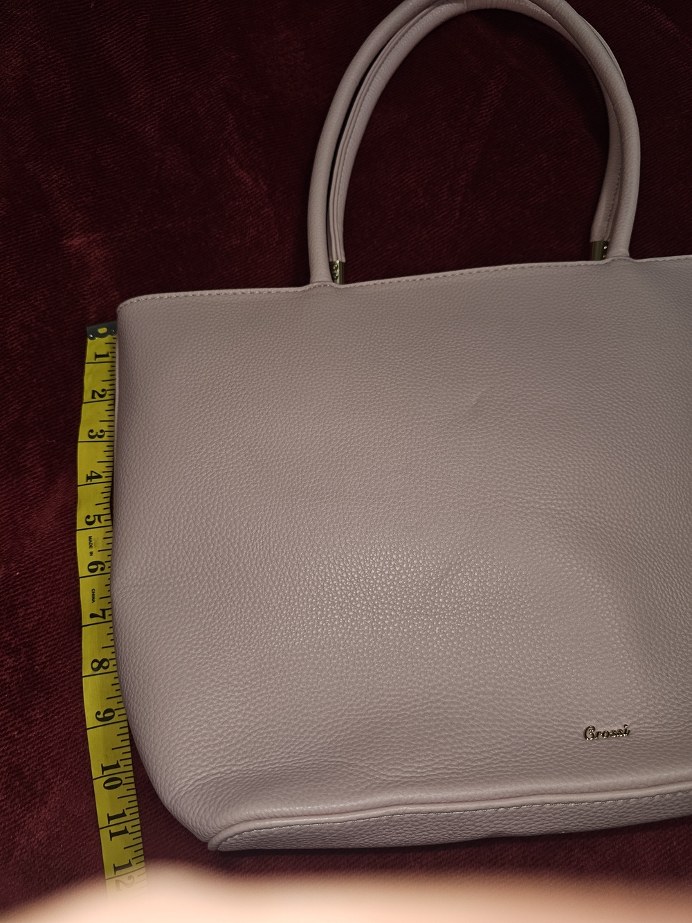 Grossy Quilted Pink Tote Bag with Gold Accent - Picture 8 of 8